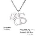 Collier en acier argenté avec pendentif lotus, lettre S et profil visage de femme - Lettre S / Acier