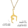 Polished gold rhythmic gymnast pendant necklace with size and weight measurements - Gold
