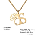 Collier en acier doré lettre S avec pendentif profil de femme et fleur de lotus - Lettre S / Or