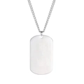 Collier avec pendentif plaque militaire en acier inoxydable poli et fini argenté - Acier