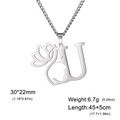 Collier argenté en acier inoxydable avec lettre U lotus et pendentif visage femme - Lettre U / Acier