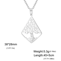 Silver tree of life rhombus pendant with dimensions 38x28mm on stainless steel chain - Cable Chain / Steel