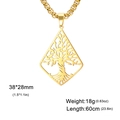 Golden Tree of Life triangle cutout pendant necklace in stainless steel with square box chain - Box Chain / Gold