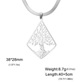 Silver Tree of Life triangle cutout pendant on stainless steel chain for men and women - Snake Chain / Steel