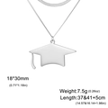 Silver stainless steel graduation cap double layer necklace with flat snake chain - Double Layer Snake Chain / Steel