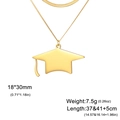 Golden graduation cap pendant necklace set with layered snake chain and measurements - Double Layer Snake Chain / Gold