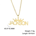 Custom gold crown name necklace with Jackson pendant on a stainless steel chain - Gold