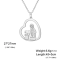Silver stainless steel heart necklace with mother and daughter pendant, 27x27mm size - Cable Chain / Steel