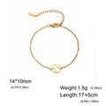 Goldenes Hohl-Baseball-Charm-Armband aus Edelstahl mit verstellbarem Karabinerverschluss - Gold Tennis