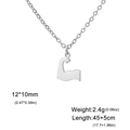 Polished stainless steel gym-inspired bicep muscle pendant necklace in silver finish - Steel