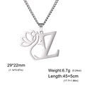 Collier en acier argenté avec pendentif lettre Z, pétale de lotus et profil de visage - Lettre Z / Acier