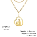 Goldene Doppelschicht-Halskette mit Herzanhänger und Mutter-Kind-Silhouette - Doppellagige Kette / Gold