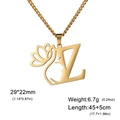 Collier en acier doré avec lettre Z, fleur de lotus et pendentif visage féminin - Lettre Z / Or