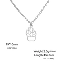 Silver succulent pendant necklace in stainless steel with hollow out minimalist design - Single Layer Cross Chain / Steel