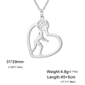 Colgante corazón de voleibol en acero plateado, 31x29mm con cadena de 45cm - Color acero