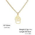 Gold stainless steel necklace featuring a hollow succulent plant pendant design - Single Layer Cross Chain / Gold