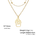 Gold-plated minimalist succulent plant pendant double-layer necklace set with metal beads - Double-Layer Chain / Gold