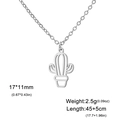 Minimalist silver stainless steel cactus hollow pendant necklace with adjustable chain link - Cable Chain / Steel