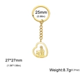 Goldener Schlüsselanhänger aus Edelstahl mit Herzanhänger und Mutter-Tochter-Silhouette - Gold