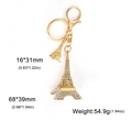 Gouden Eiffeltoren sleutelhanger set met fonkelende steentjes en maatvoering details - Eiffeltoren Stijl