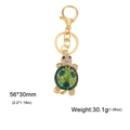 Turtle keychain with green rhinestones and gold metal alloy for women bags - Green