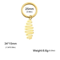 Llavero de acero de titanio dorado con colgante en espiral y diseño ondulado - Dorado