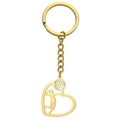 Llavero de corazón de voleibol dorado con silueta de jugador en acero inoxidable 304 - Estilo Dorado 2 (Pose de Remate)