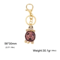 Golden turtle keychain pendant with purple and black rhinestones, size 56*30mm - Purple