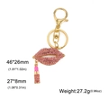 Llavero de labios con strass rosa y dije de labial con metal dorado fino - Rosa