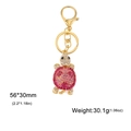 Pink rhinestone turtle keychain pendant in gold alloy finish with dimensions and weight - Pink