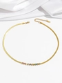 Stainless Steel 18K Gold Plated / Colorful Zirconia Herringbone Chain Set (T0228)