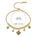 Bracelet chaîne serpent dorée en acier inoxydable avec charmes cœur et trèfle - Bracelet Pendentif Coeur Trèfle Doré