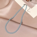 Elegant light blue pearl choker necklace with silver adjustable lobster clasp for women - 4mm / Blue