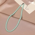 Collier de perles vert menthe élégant avec fermoir mousqueton argenté réglable pour femme - Style Perle Moyenne (X3095) / Vert Pâle