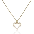 Collier avec pendentif cœur doré orné de perles et cristaux sur une chaîne élégante - Collier Perle Coeur Creux Doré