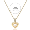 Elegant gold titanium steel heart pendant necklace with zircon and faux pearl detail - Gold