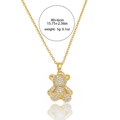 Collana dorata con ciondolo orsetto in zircone, lunghezza 40+6cm, peso 5g - Collana Orso Oro