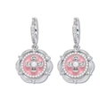 Pendentif trèfle rose de style français élégant avec perles et zircons brillants - Boucles d'oreilles/Broche Fleur (E1290)