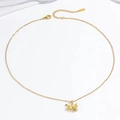 Gouden kraanvogel hanger ketting met roze edelstenen en verstelbare schakelketting - Papieren Kraanvogel Ketting (X2737) / Goud