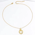 Elegant gold heart pendant necklace featuring a white opal stone inlay and dainty chain - Opal Heart Style (X1523)