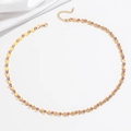 Detail of pink zircon heart necklace with gold finish lobster clasp and adjustable chain - Gold Heart Pink Zircon Style (T0336)