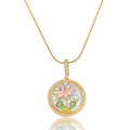 Detailaufnahme einer Vintage-Emaille-Lotublüten-Halskette mit einer weißen Perle - Hellblaue Perlenhalskette (X3983)