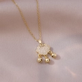 Golden Ruyi lock necklace with crystals and small bells on soft silk fabric - Pave Rhinestone Bell Lock (X3866) / Gold