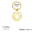 Golden geometric hollow pendant keychain in polished stainless steel with mandala style - Gold