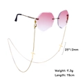 Gafas de sol poligonales sin montura con lentes degradadas rosas y cadena con cruz oro - Dorado