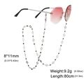 Cadena plateada para gafas con cuentas negras y anillos calados para gafas de sol mujer - 80cm / Color Acero