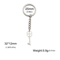 Silver stainless steel four-leaf clover keychain with chain and precise dimensions - Steel