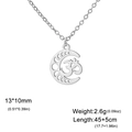 Silver stainless steel moon and Om symbol pendant necklace with 45+5cm chain - Silver Moon Om Symbol