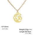 Golden stainless steel crescent moon necklace with Om symbol pendant on a 45cm chain - Gold Moon Om Symbol