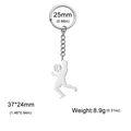 Silver stainless steel keychain featuring a soccer player silhouette with 25mm key ring - Style 1 Silver